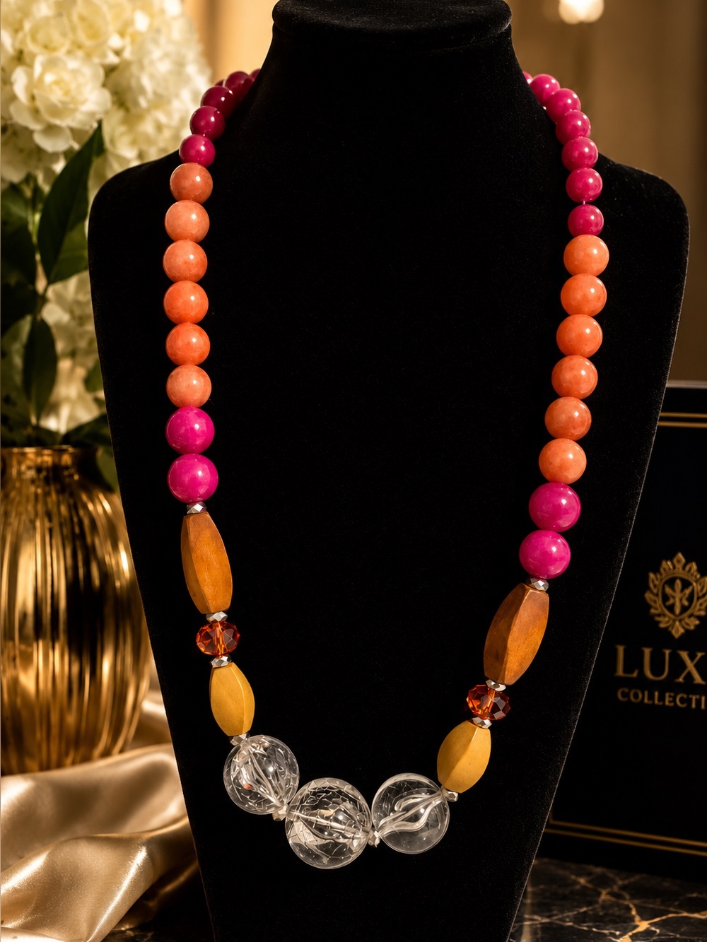 EL-Vintage Artisan Boho Chic Statement Beaded Necklace